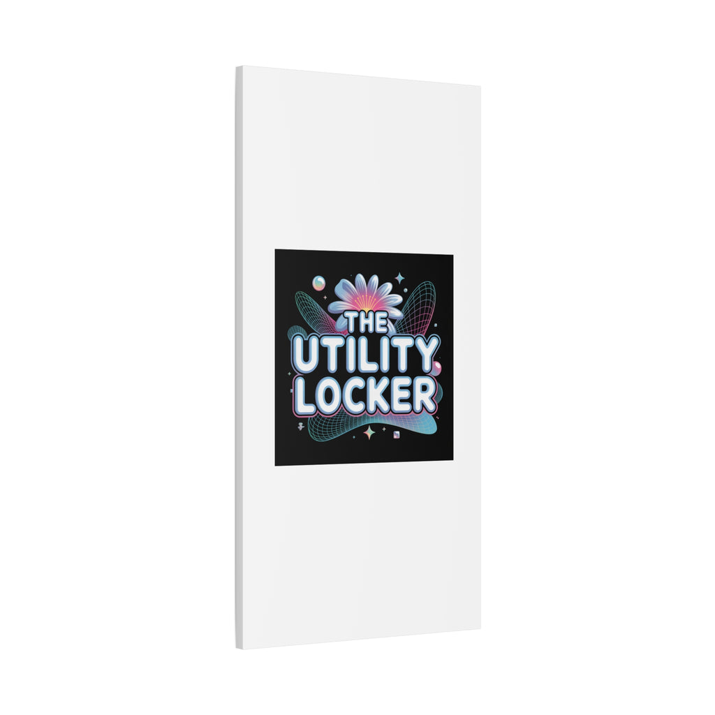 Y2K Cyber Holo 'The Utility Locker' Canvas | Retro Tech Print, Chrome Text