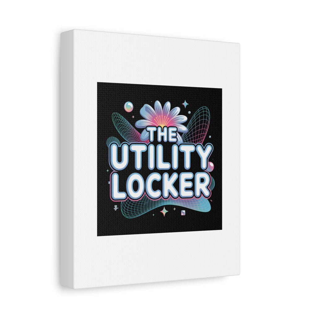 Y2K Cyber Holo 'The Utility Locker' Canvas | Retro Tech Print, Chrome Text
