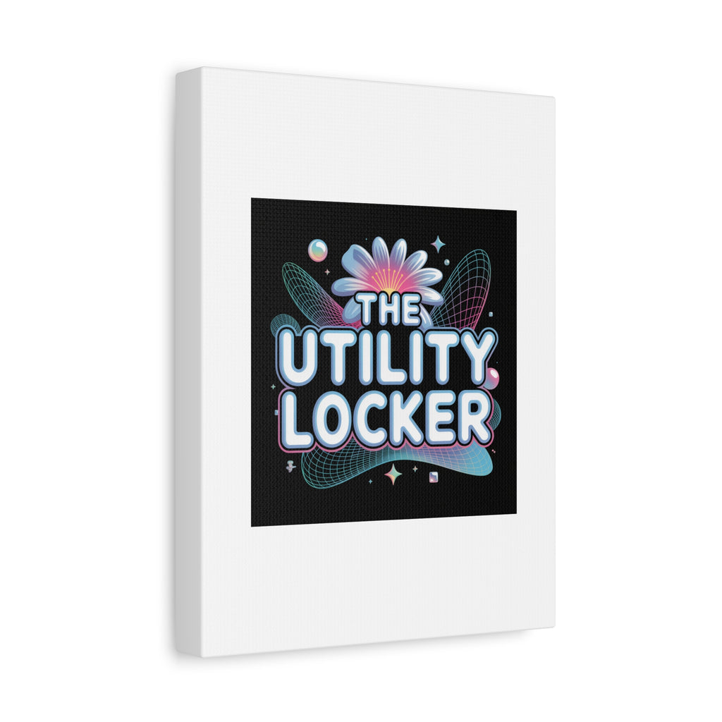 Y2K Cyber Holo 'The Utility Locker' Canvas | Retro Tech Print, Chrome Text