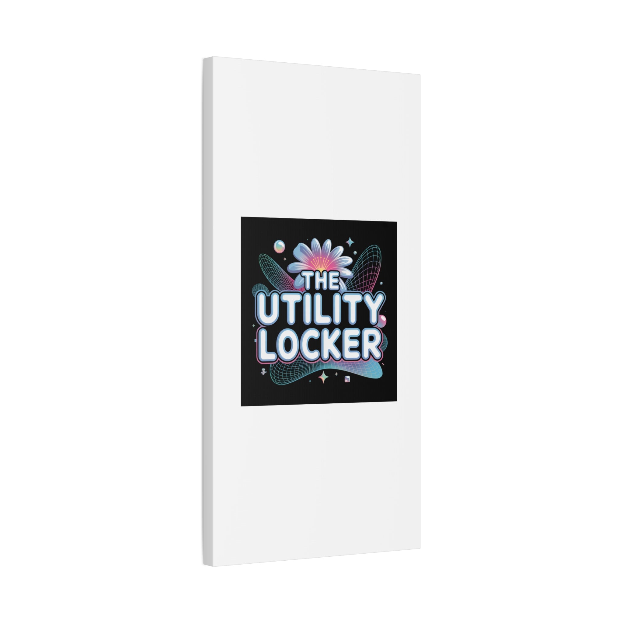 Y2K Cyber Holo 'The Utility Locker' Canvas | Retro Tech Print, Chrome Text