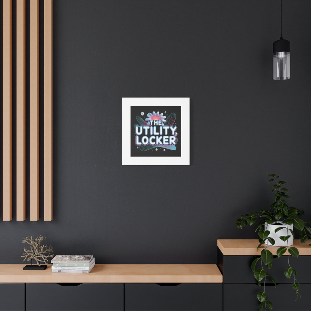 Y2K Cyber Holo 'The Utility Locker' Canvas | Retro Tech Print, Chrome Text