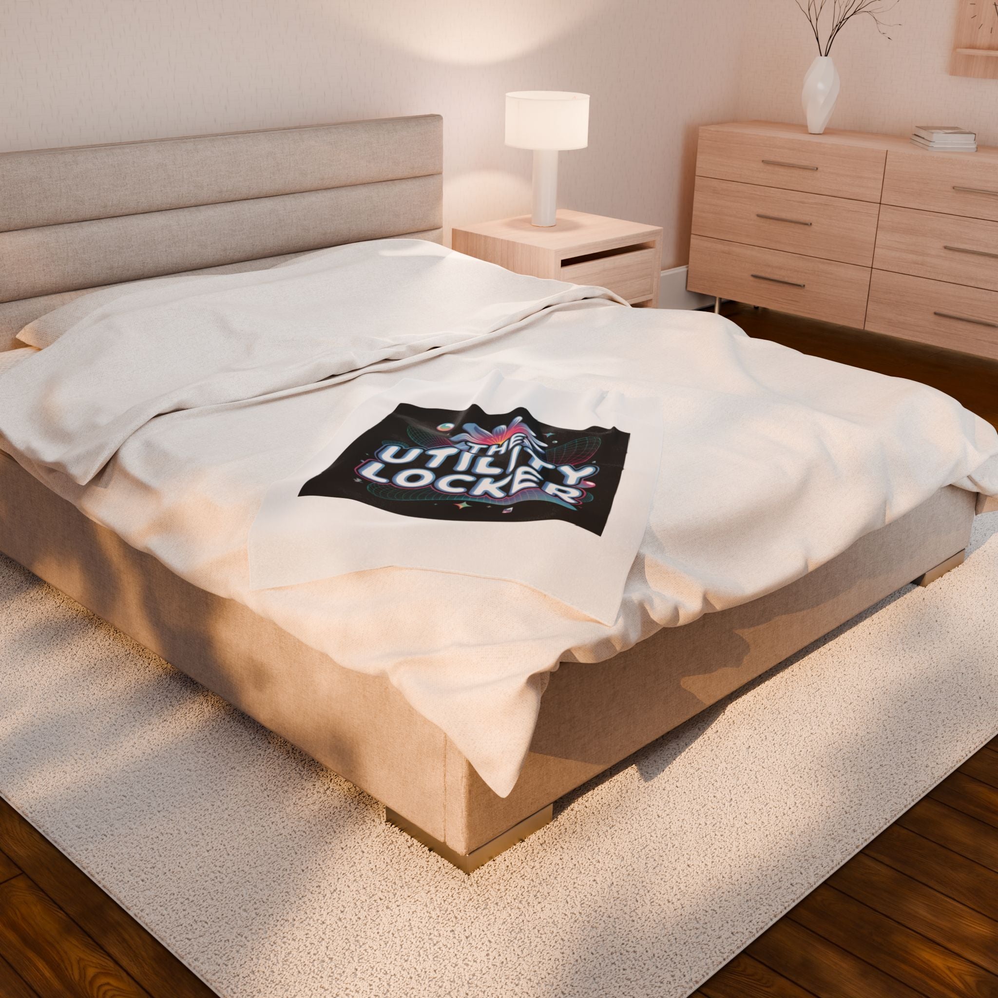Cyber Holo "The Utility Locker" Plush Blanket | Y2K cyber nostalgia, retro tech print