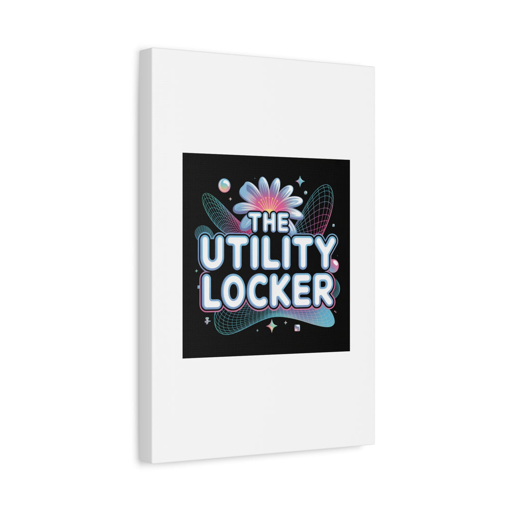 Y2K Cyber Holo 'The Utility Locker' Canvas | Retro Tech Print, Chrome Text