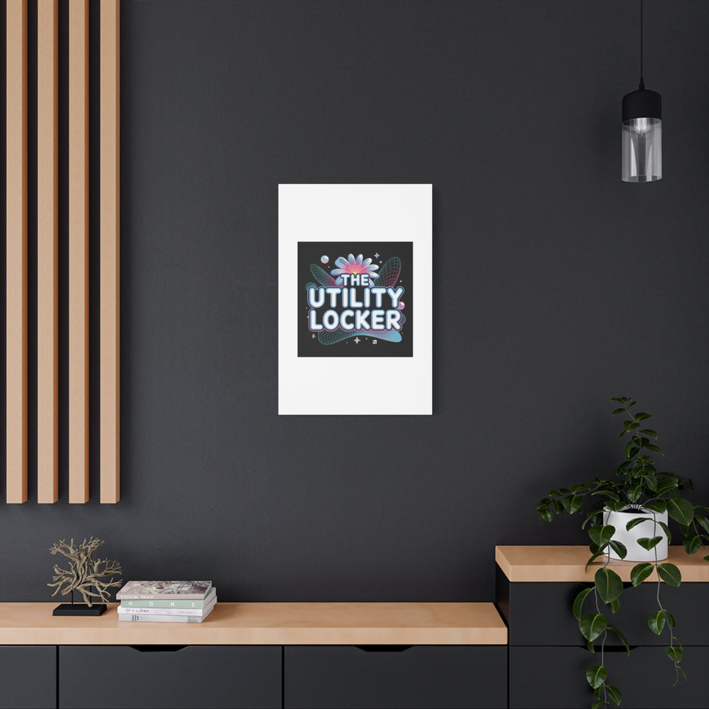 Y2K Cyber Holo 'The Utility Locker' Canvas | Retro Tech Print, Chrome Text