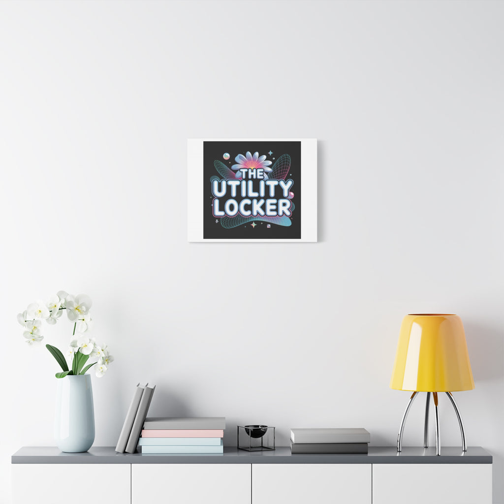 Y2K Cyber Holo 'The Utility Locker' Canvas | Retro Tech Print, Chrome Text