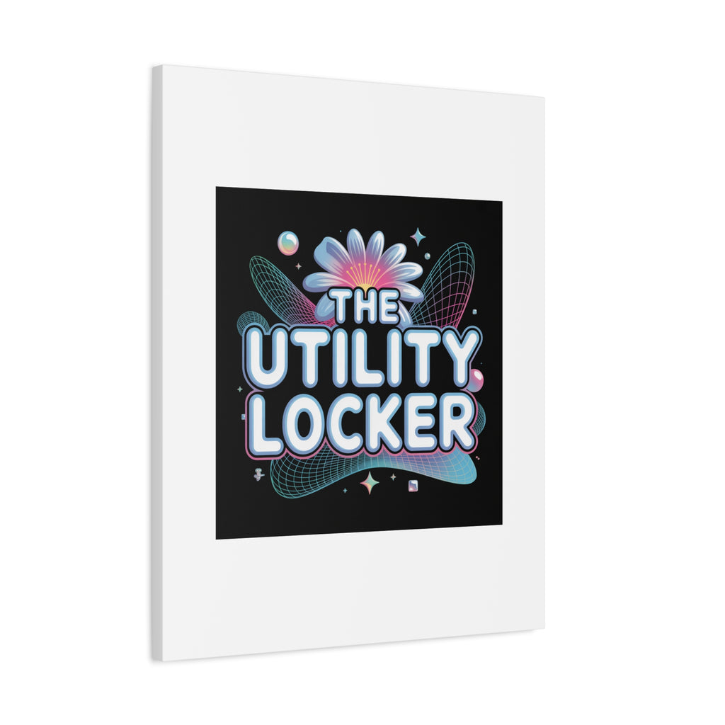 Y2K Cyber Holo 'The Utility Locker' Canvas | Retro Tech Print, Chrome Text