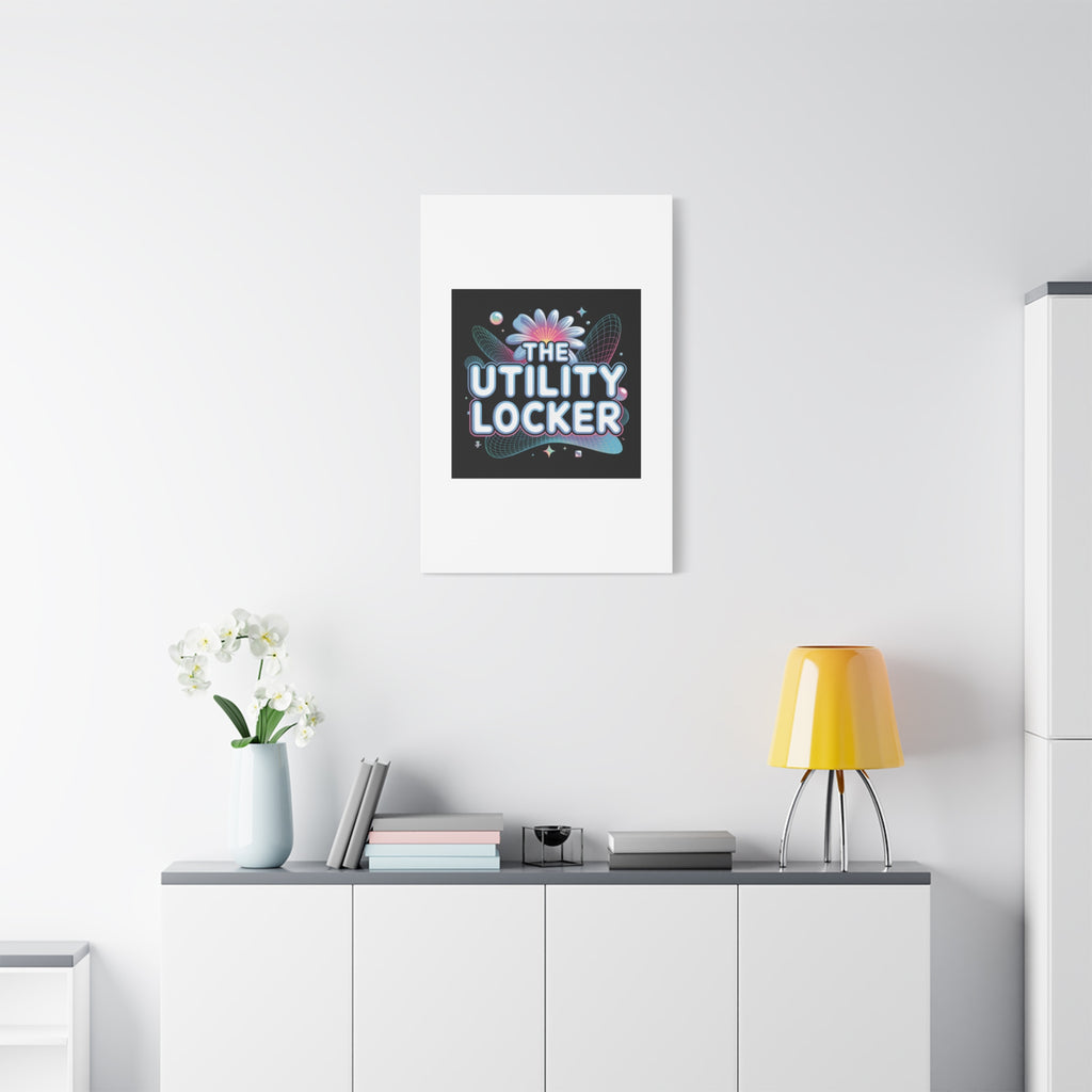 Y2K Cyber Holo 'The Utility Locker' Canvas | Retro Tech Print, Chrome Text