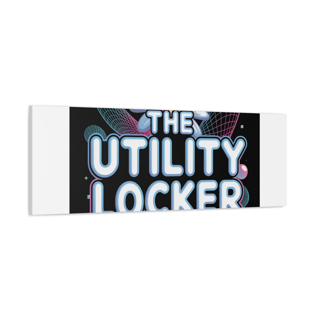 Y2K Cyber Holo 'The Utility Locker' Canvas | Retro Tech Print, Chrome Text