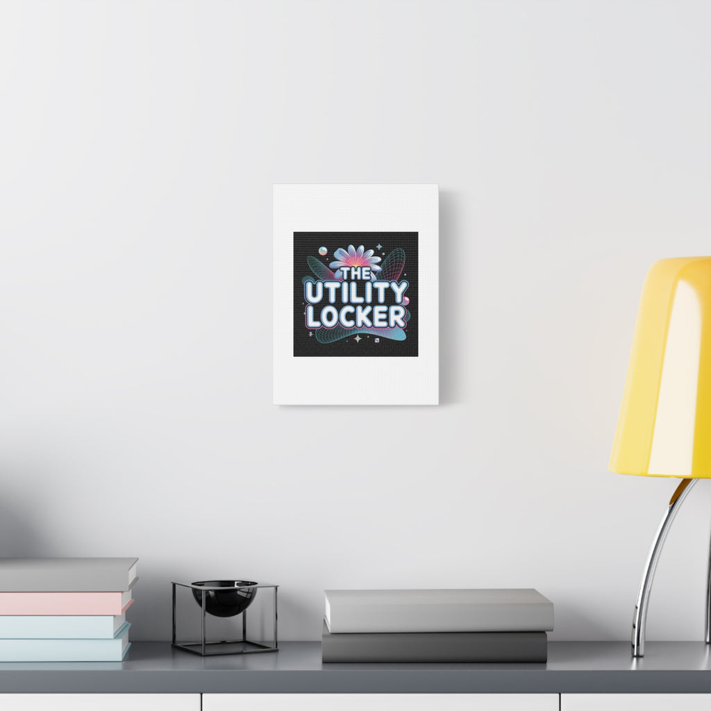 Y2K Cyber Holo 'The Utility Locker' Canvas | Retro Tech Print, Chrome Text
