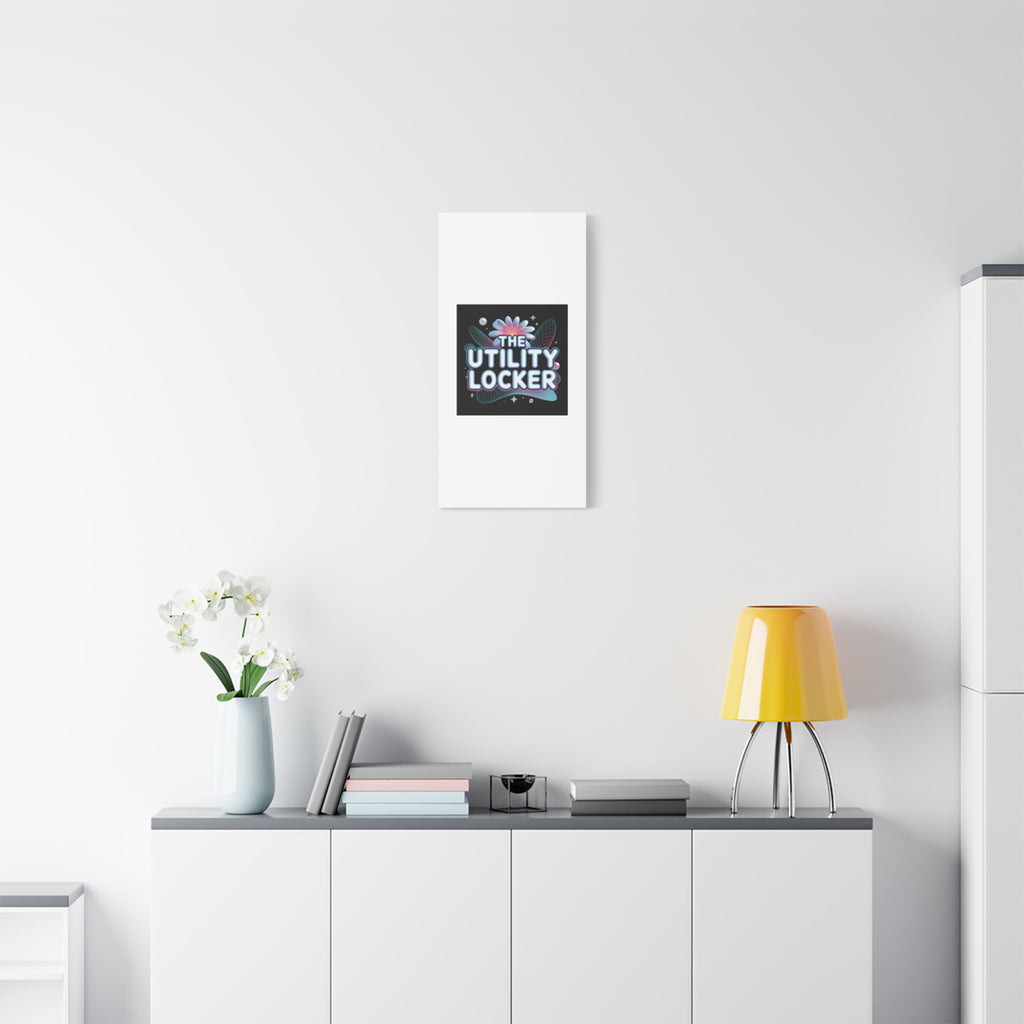 Y2K Cyber Holo 'The Utility Locker' Canvas | Retro Tech Print, Chrome Text