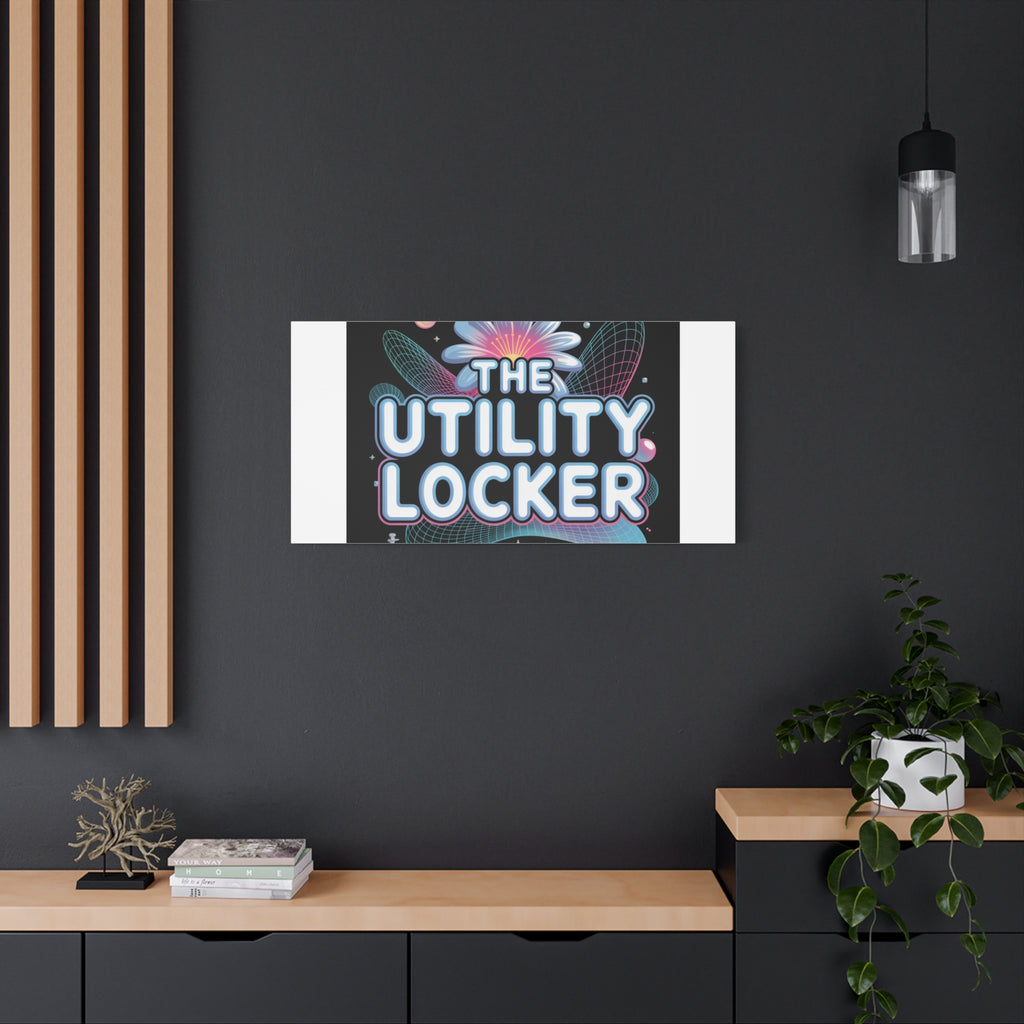 Y2K Cyber Holo 'The Utility Locker' Canvas | Retro Tech Print, Chrome Text