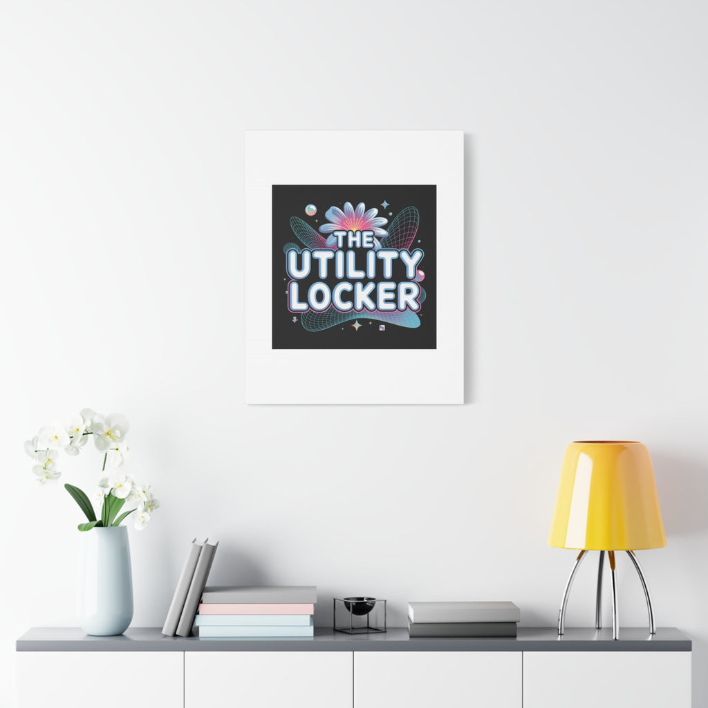 Y2K Cyber Holo 'The Utility Locker' Canvas | Retro Tech Print, Chrome Text