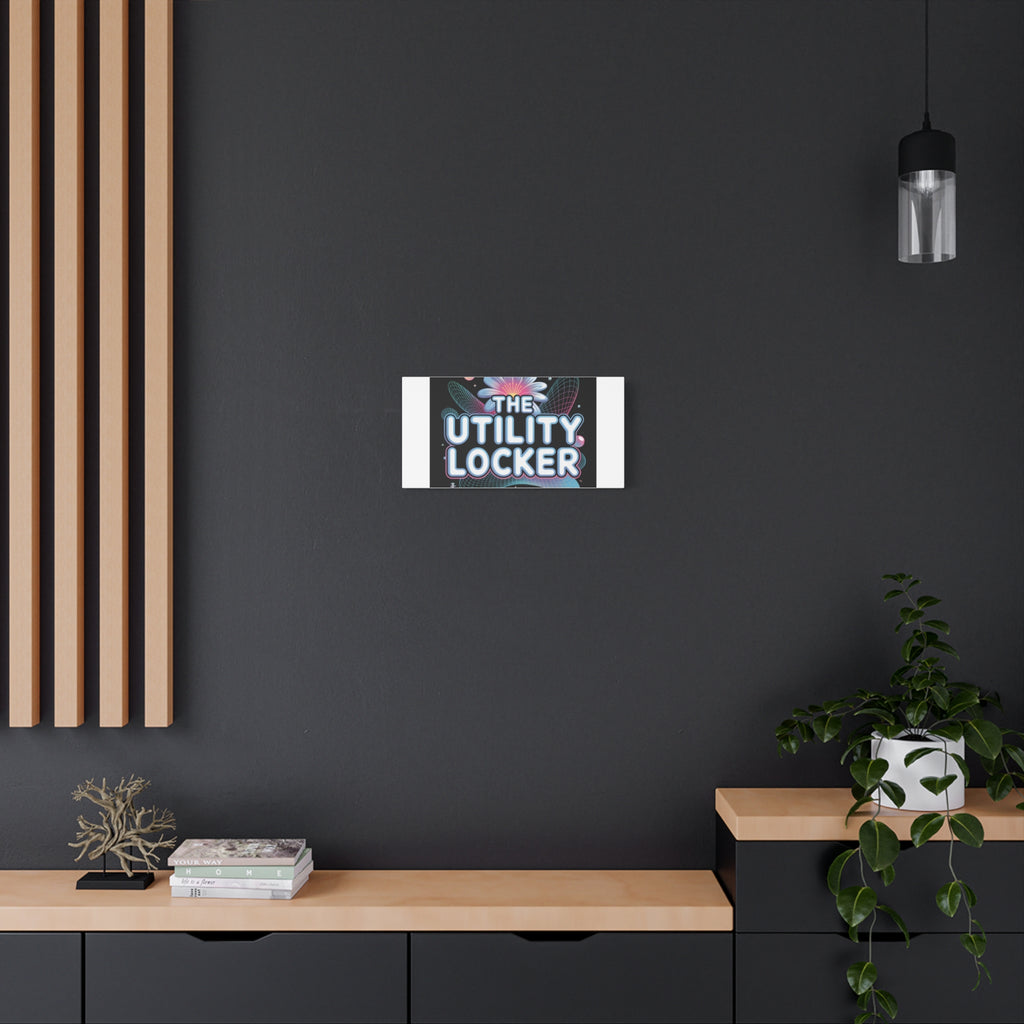 Y2K Cyber Holo 'The Utility Locker' Canvas | Retro Tech Print, Chrome Text