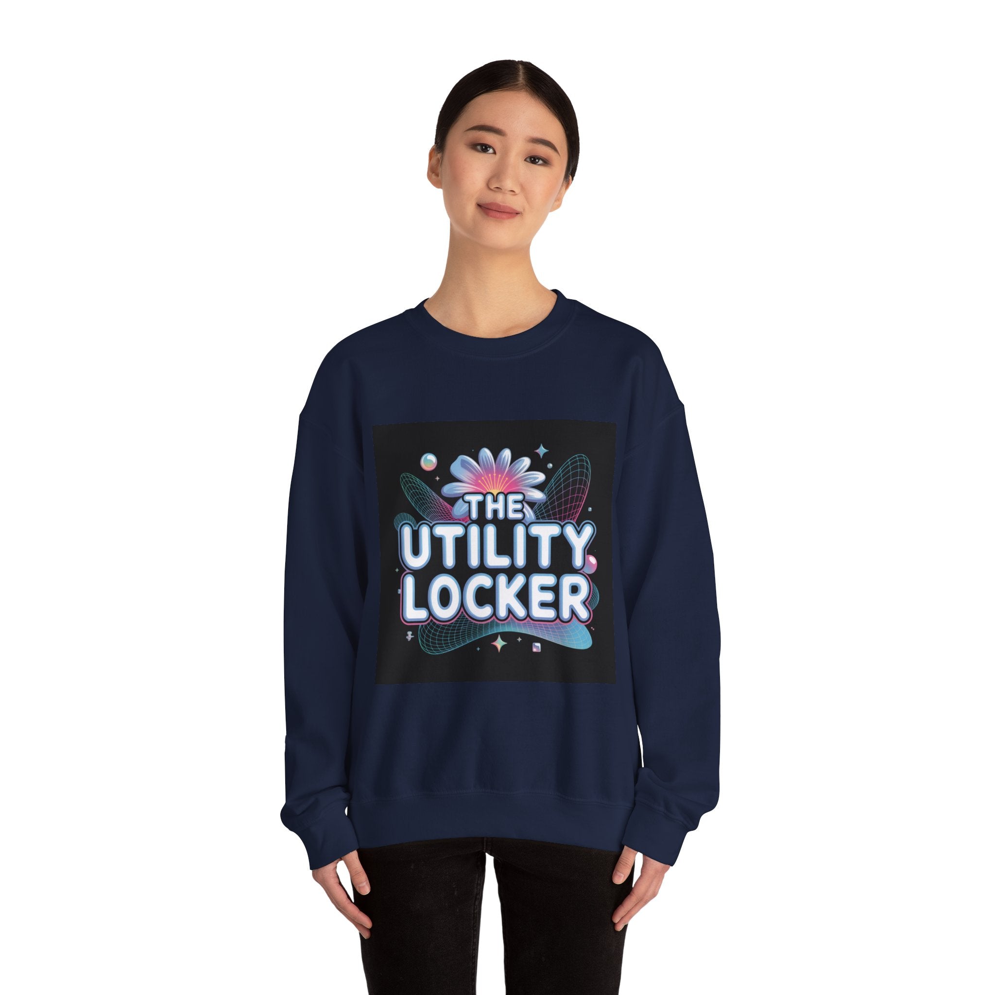 Cyber Holo 'Utility Locker' Sweatshirt | Y2K cyber nostalgia, chrome text