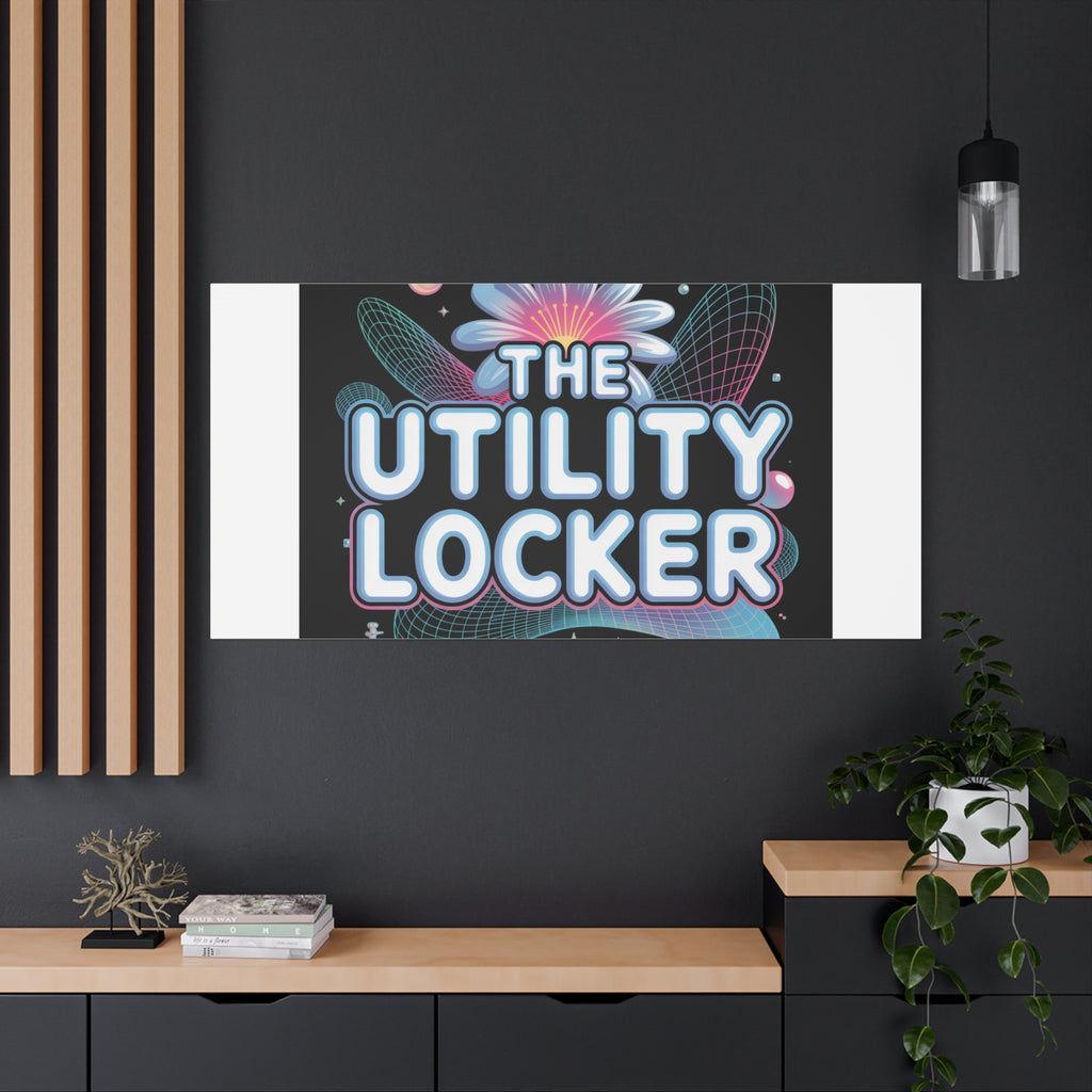 Y2K Cyber Holo 'The Utility Locker' Canvas | Retro Tech Print, Chrome Text