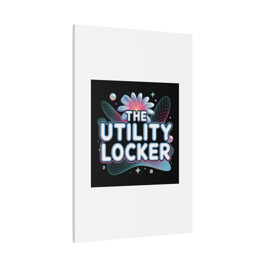 Y2K Cyber Holo 'The Utility Locker' Canvas | Retro Tech Print, Chrome Text