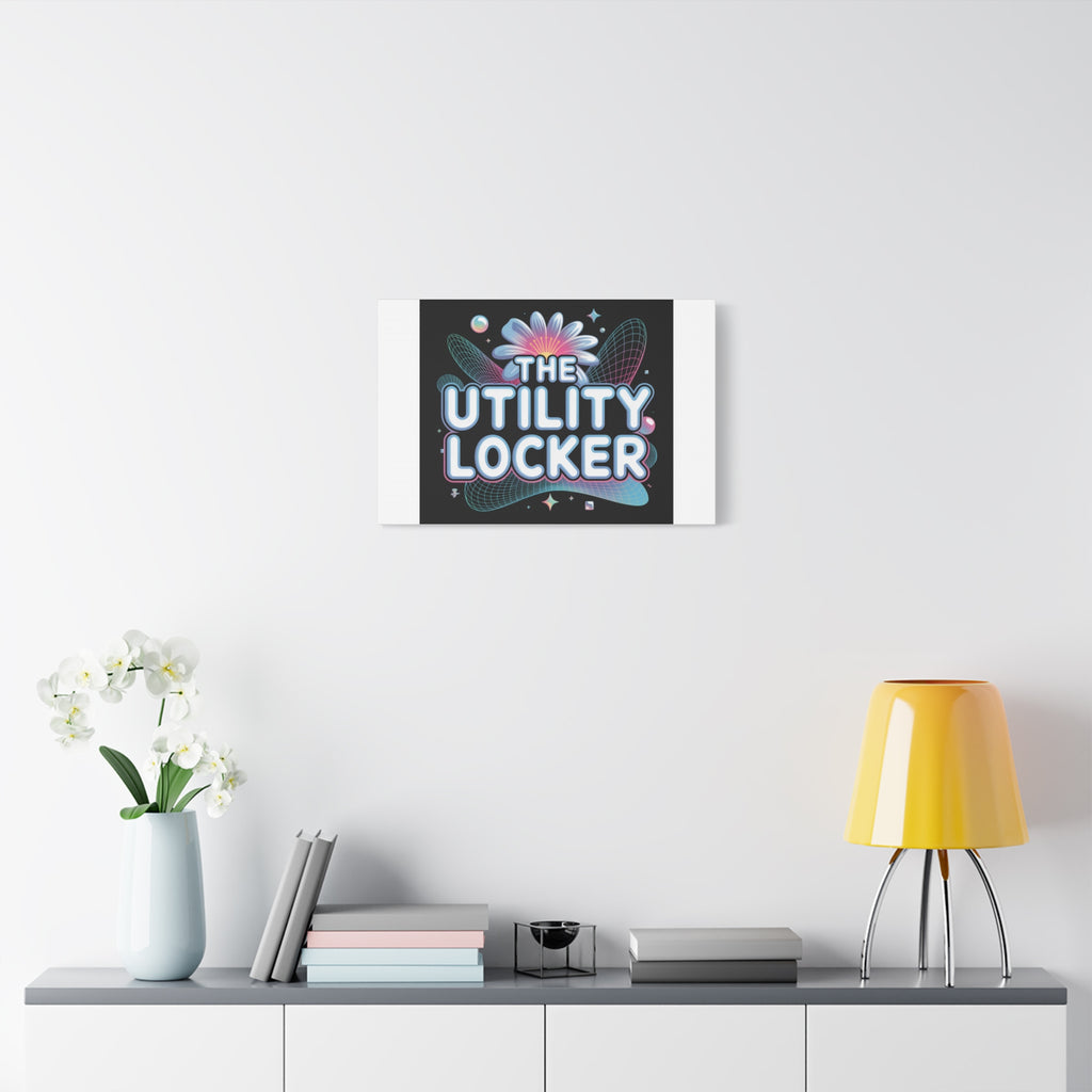 Y2K Cyber Holo 'The Utility Locker' Canvas | Retro Tech Print, Chrome Text