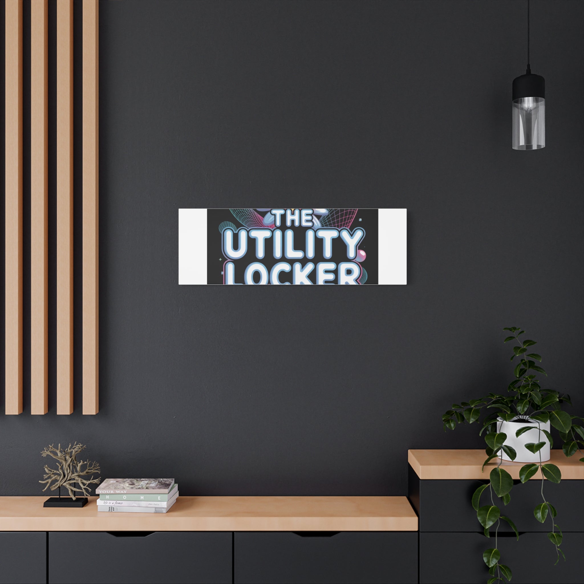 Y2K Cyber Holo 'The Utility Locker' Canvas | Retro Tech Print, Chrome Text