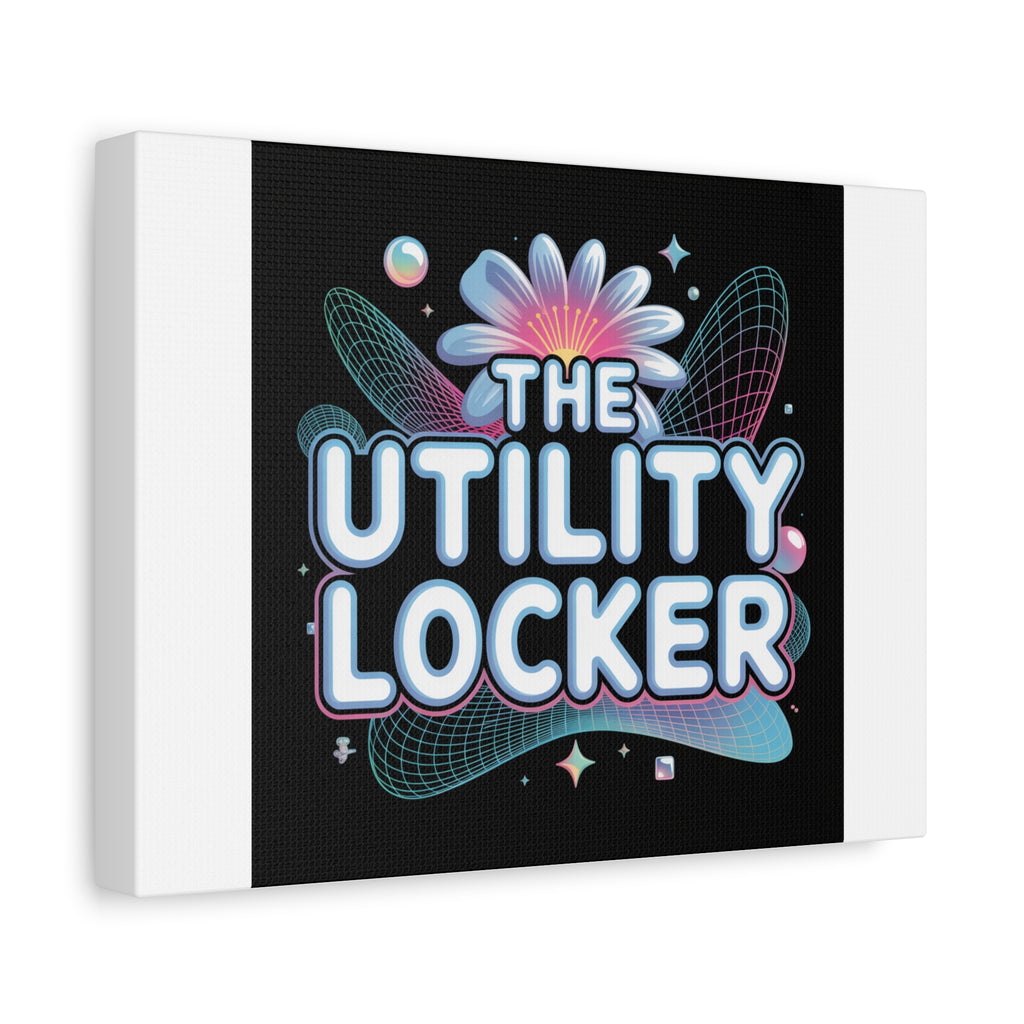 Y2K Cyber Holo 'The Utility Locker' Canvas | Retro Tech Print, Chrome Text