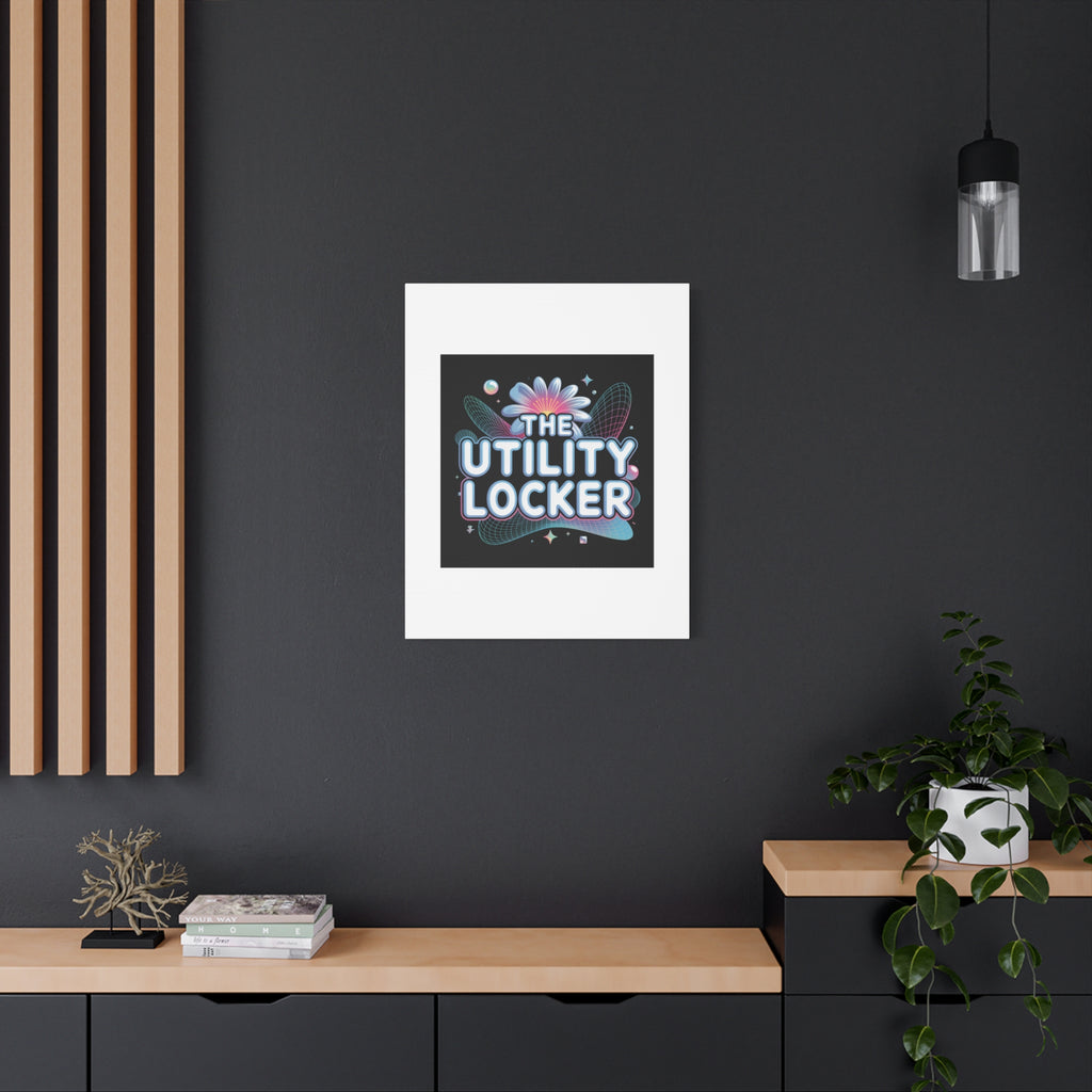 Y2K Cyber Holo 'The Utility Locker' Canvas | Retro Tech Print, Chrome Text